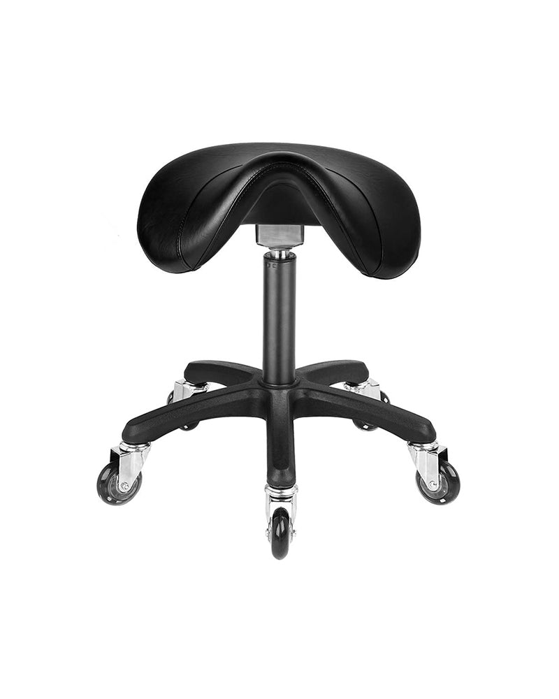 Saddle Black - Černá sedlová židle s černou křížovou základnou