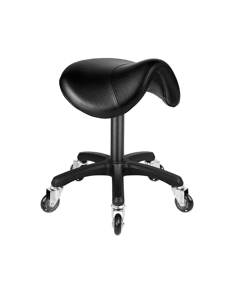 Saddle Black - Černá sedlová židle s černou křížovou základnou