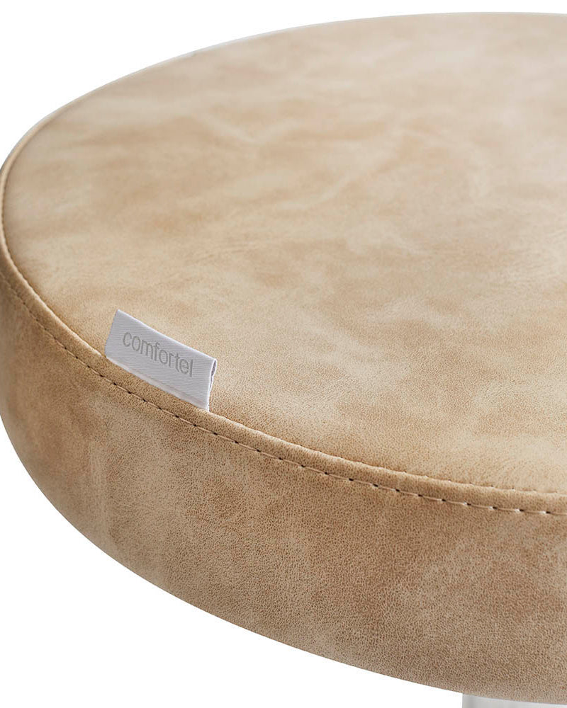 Round Sand - Béžový kadeřnický taburet s chromovanou křížovou základnou
