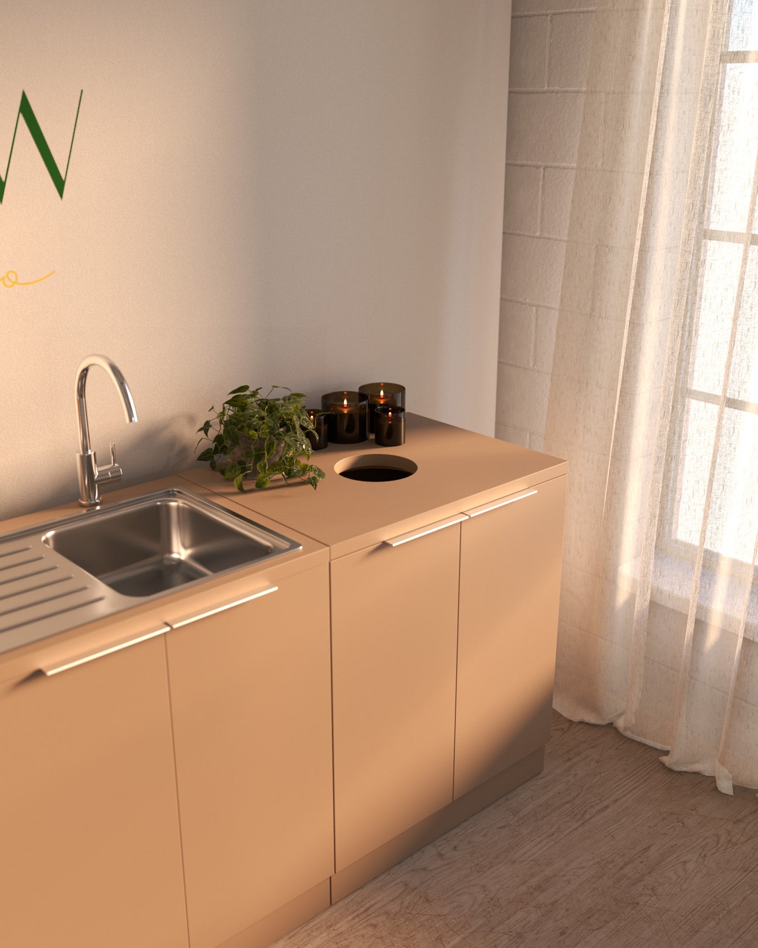 Colorbar umyvadlo - Béžová skříňka pod umyvadlo - Chromová vana