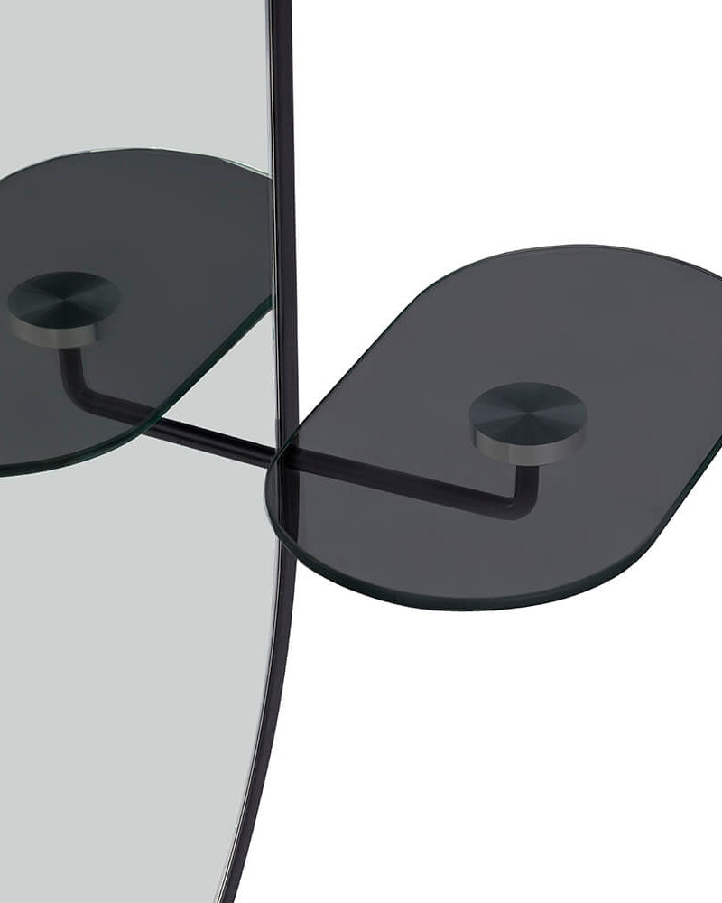 Onyx oval - Salónní zrcadlo - Černá skleněná polička