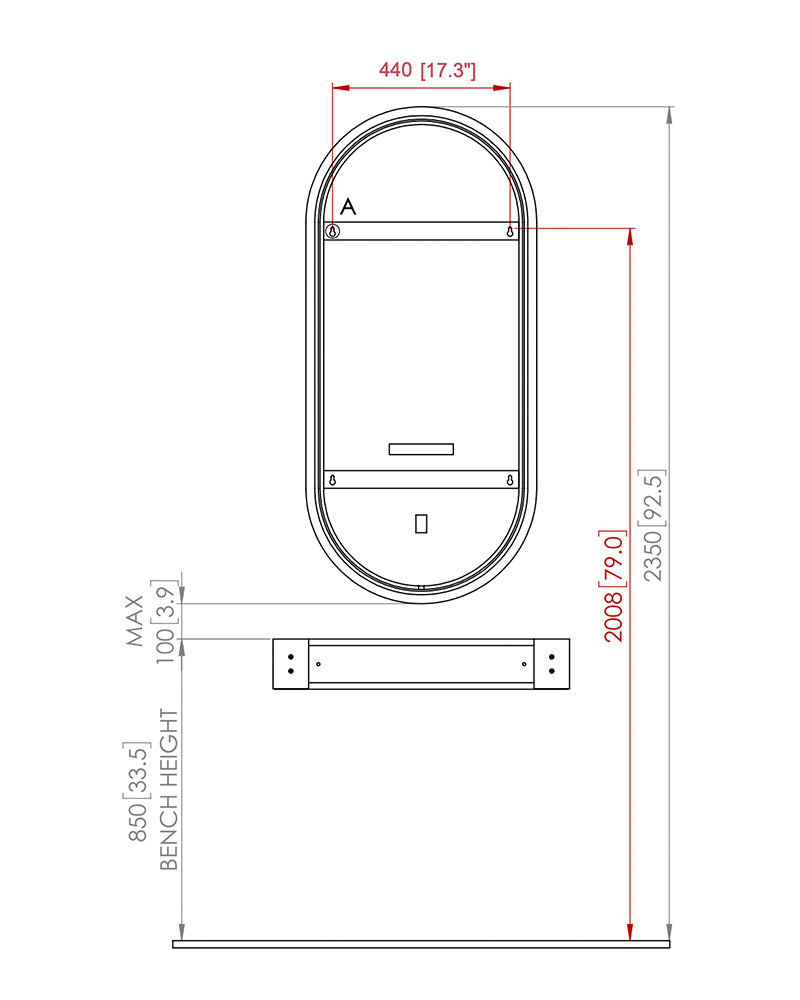Circa LED - Oválné kadeřnické zrcadlo - S tlumením