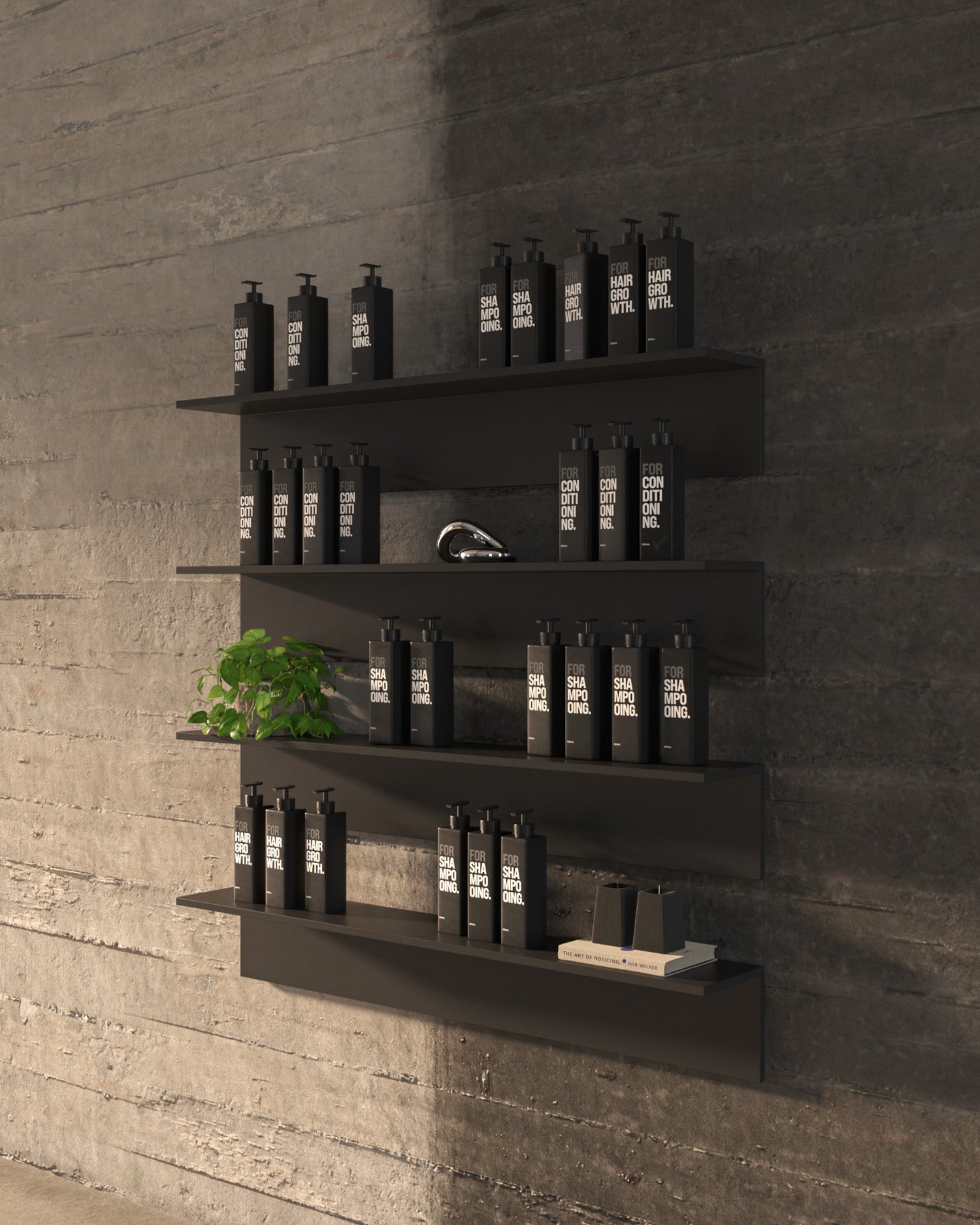 Display Black - police 130 cm v černém melaminu