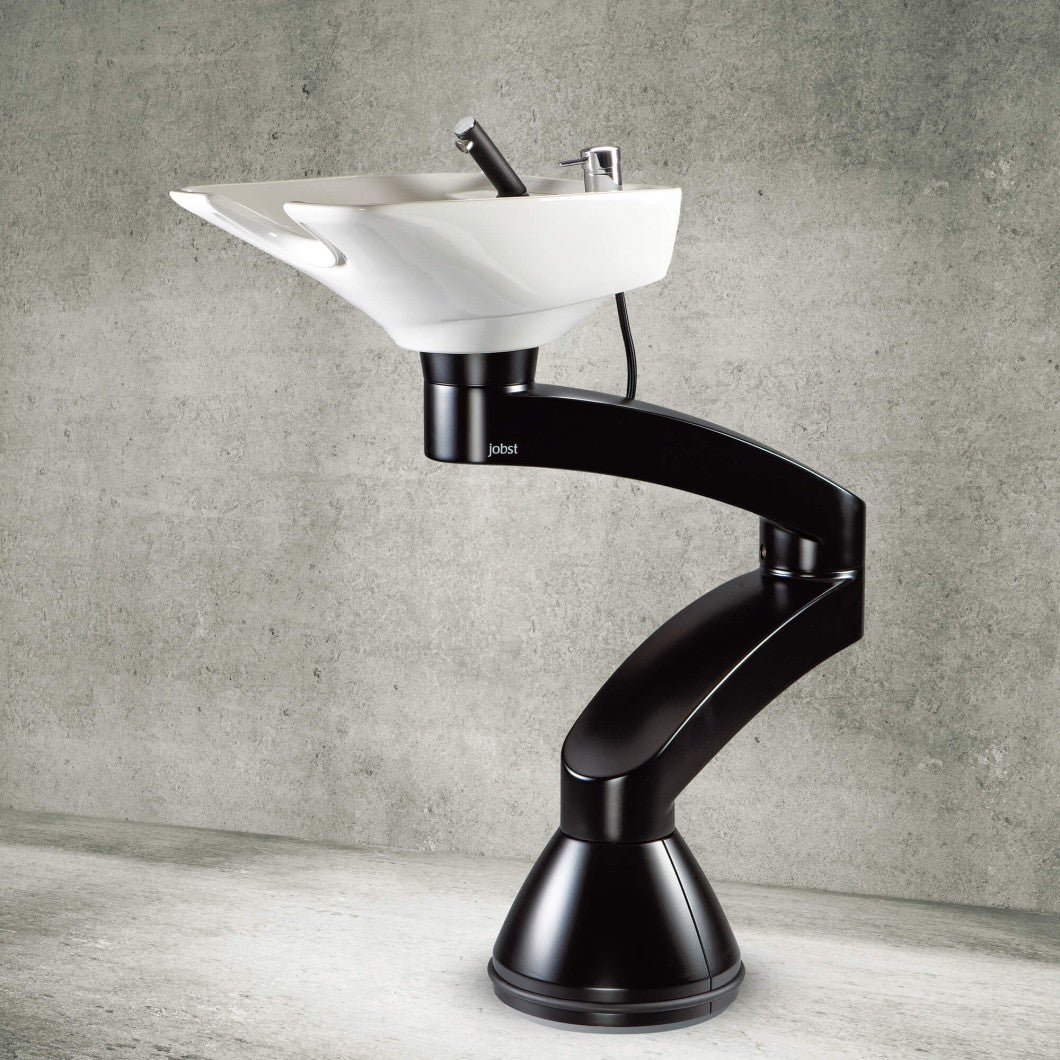 Contura swing PLUS - Černý stojanový mycí box - Bílá vana